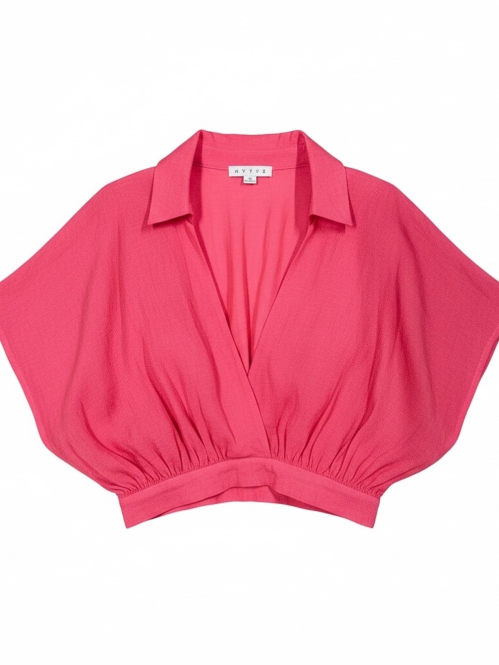 HYFVE Hot Pink Collared Cropped Blouse NWOT